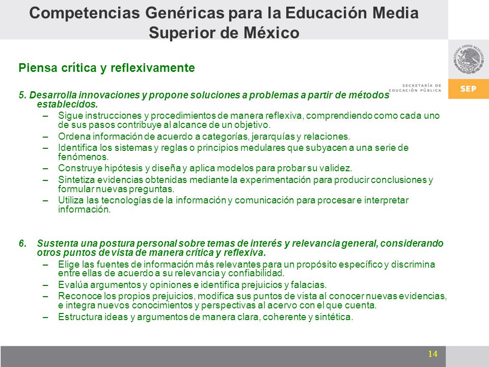 Competencias Genéricas para la Educación Media Superior de México