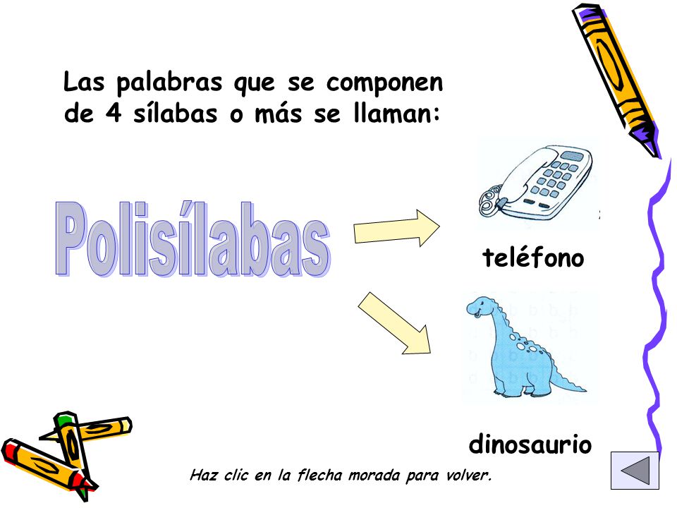 Polisílabas Las palabras que se componen de 4 sílabas o más se llaman: