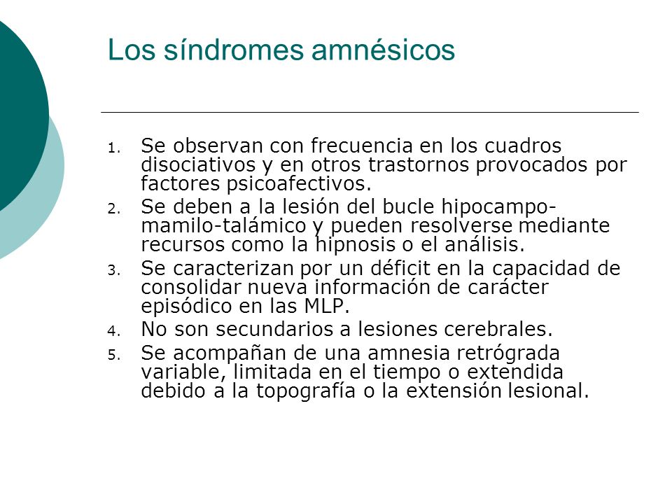 Los síndromes amnésicos