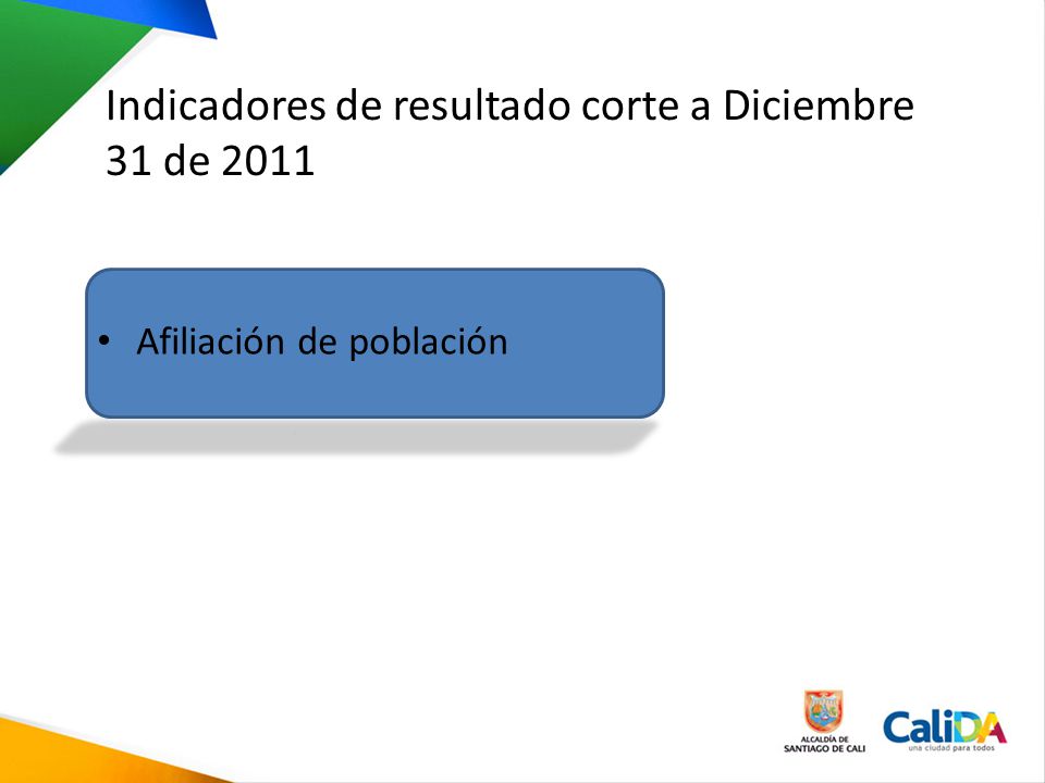 Indicadores de resultado corte a Diciembre 31 de 2011