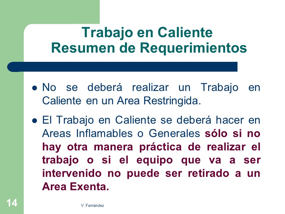 Trabajo en Caliente Resumen de Requerimientos