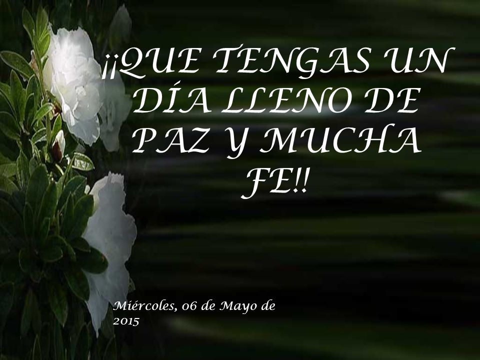 ¡¡QUE TENGAS UN DÍA LLENO DE PAZ Y MUCHA FE!!