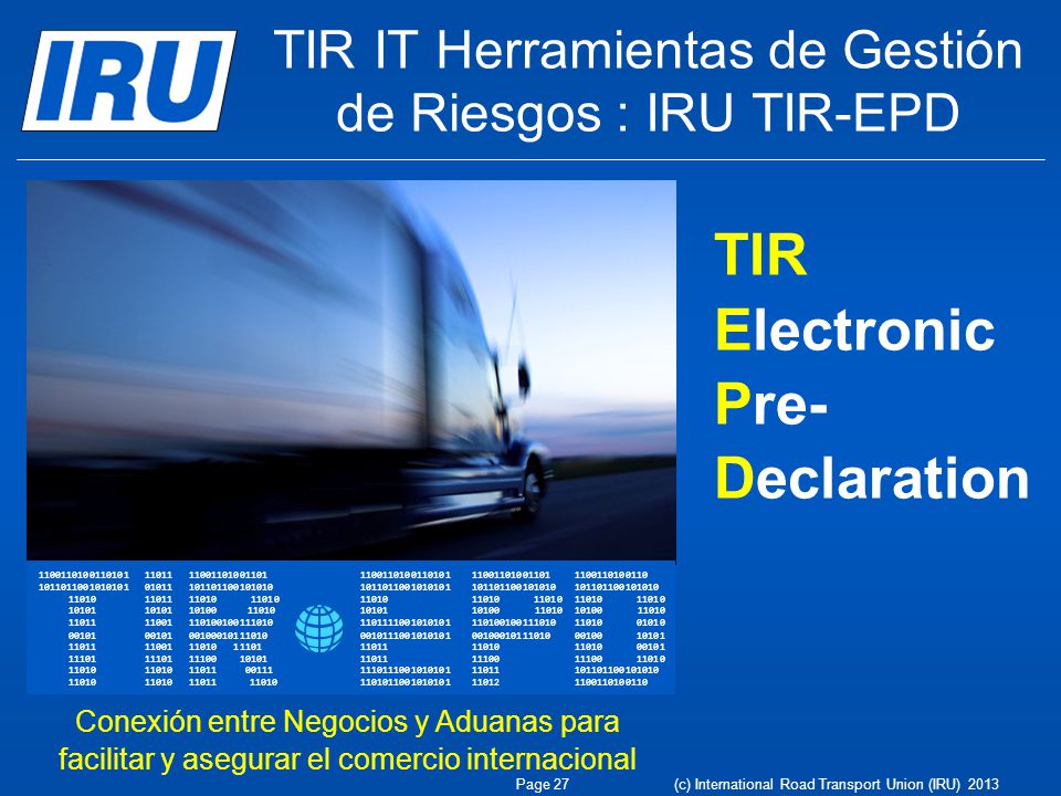 TIR IT Herramientas de Gestión de Riesgos : IRU TIR-EPD