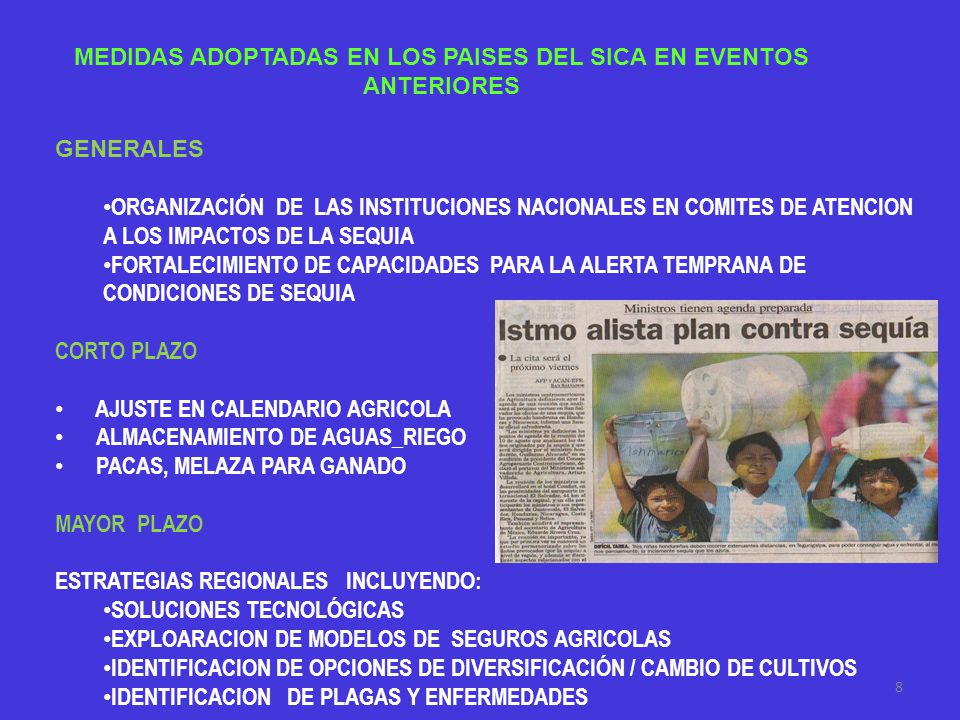 MEDIDAS ADOPTADAS EN LOS PAISES DEL SICA EN EVENTOS ANTERIORES