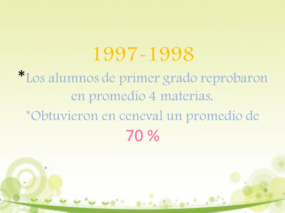 *Los alumnos de primer grado reprobaron en promedio 4 materias.