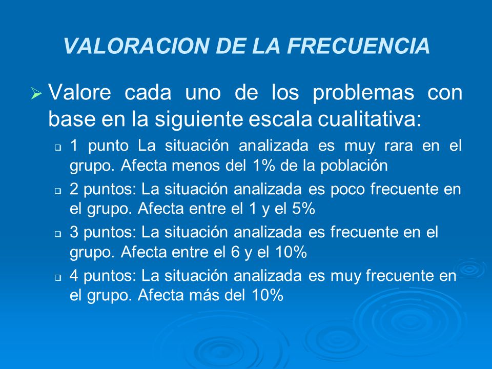 VALORACION DE LA FRECUENCIA