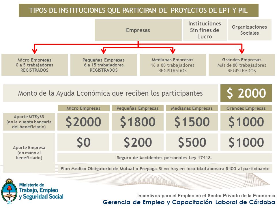TIPOS DE INSTITUCIONES QUE PARTICIPAN DE PROYECTOS DE EPT Y PIL