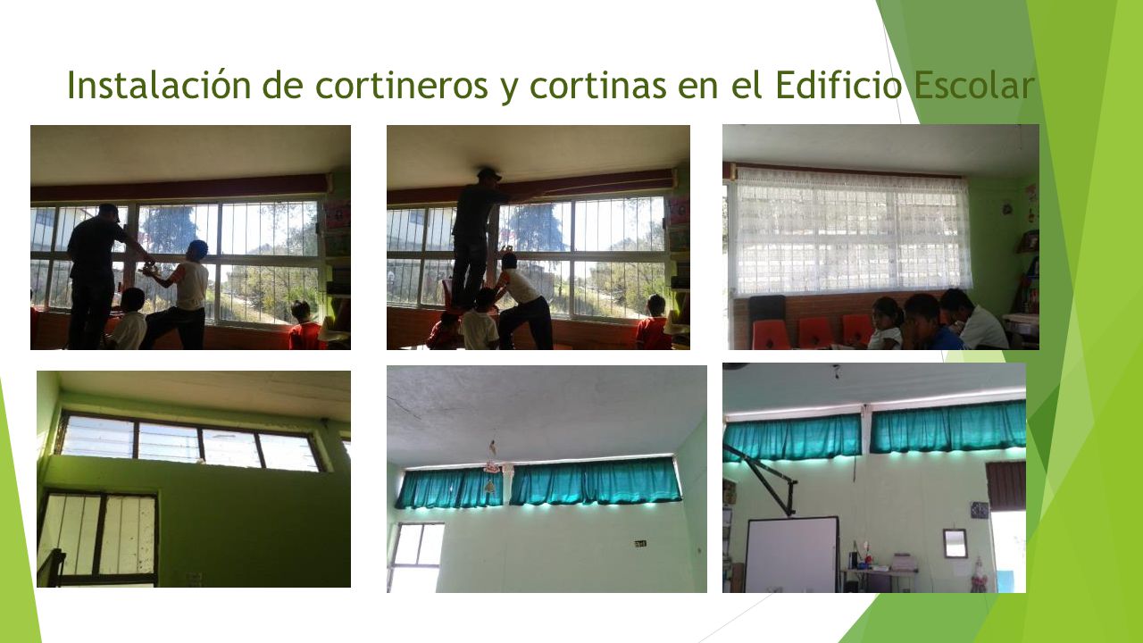 Instalación de cortineros y cortinas en el Edificio Escolar