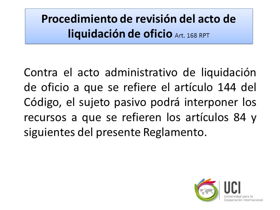 Procedimiento de revisión del acto de liquidación de oficio Art