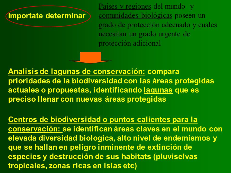 Paises y regiones del mundo y comunidades biológicas poseen un grado de protección adecuado y cuales necesitan un grado urgente de protección adicional