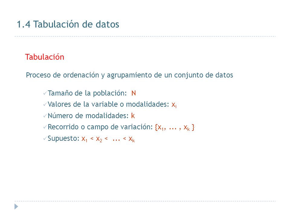 1.4 Tabulación de datos Tabulación