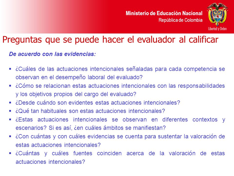 Preguntas que se puede hacer el evaluador al calificar