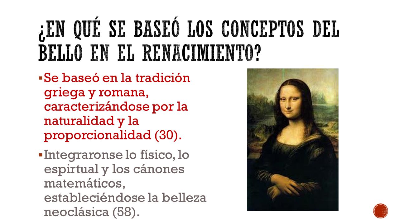 ¿En qué se baseó los conceptos del bello en el Renacimiento