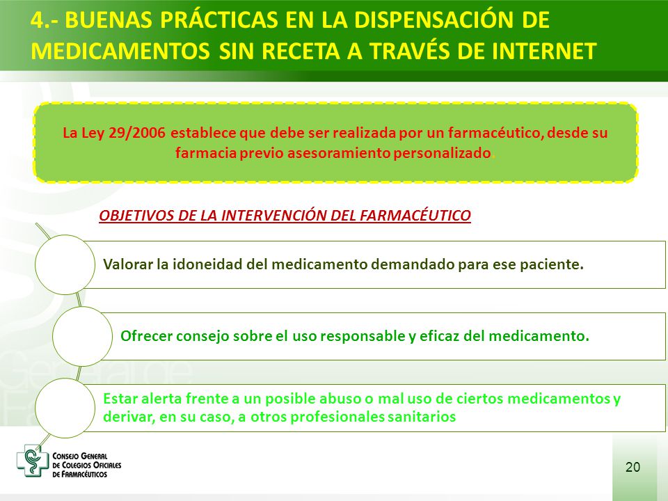 4.- BUENAS PRÁCTICAS EN LA DISPENSACIÓN DE MEDICAMENTOS SIN RECETA A TRAVÉS DE INTERNET