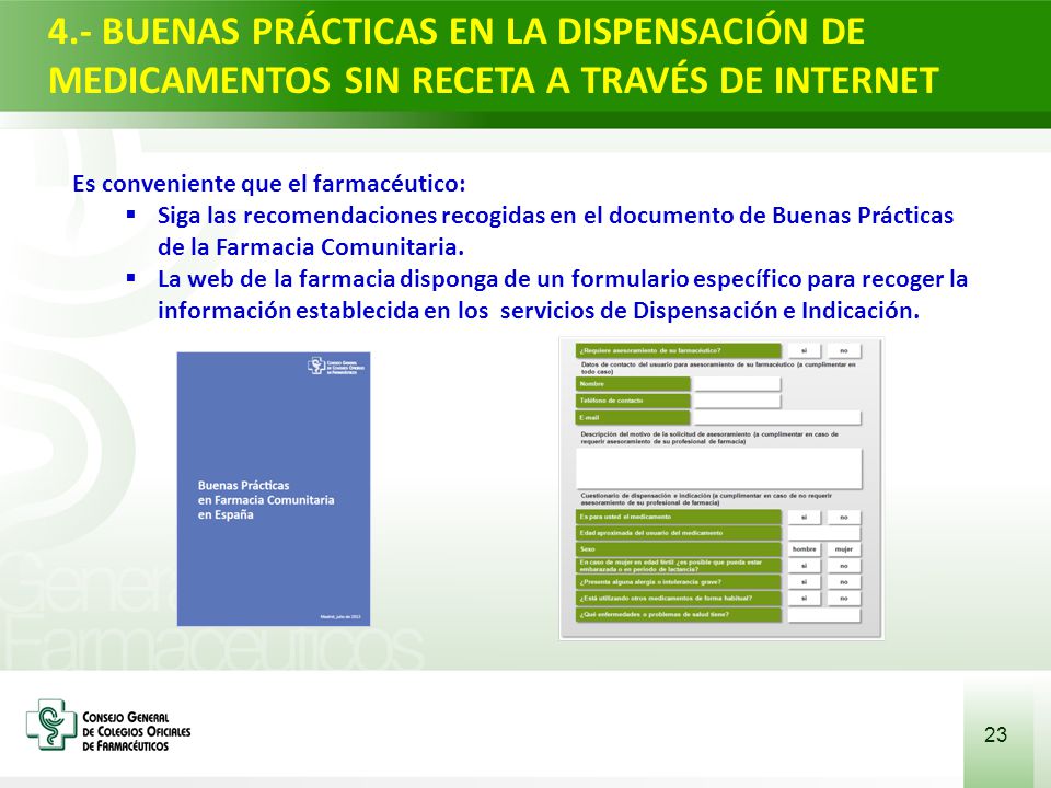 4.- BUENAS PRÁCTICAS EN LA DISPENSACIÓN DE MEDICAMENTOS SIN RECETA A TRAVÉS DE INTERNET