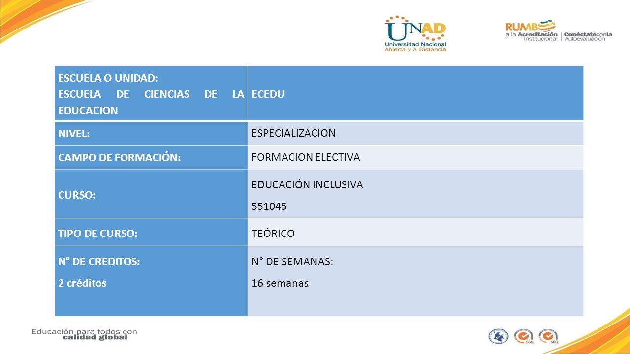 ESCUELA O UNIDAD: ESCUELA DE CIENCIAS DE LA EDUCACION. ECEDU. NIVEL: ESPECIALIZACION. CAMPO DE FORMACIÓN: