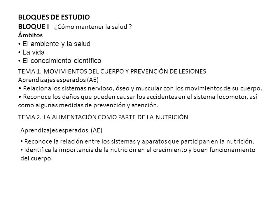BLOQUE I ¿Cómo mantener la salud