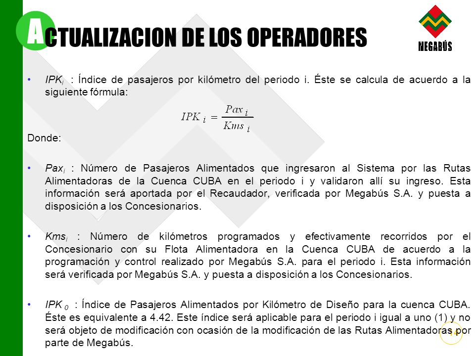 A CTUALIZACION DE LOS OPERADORES