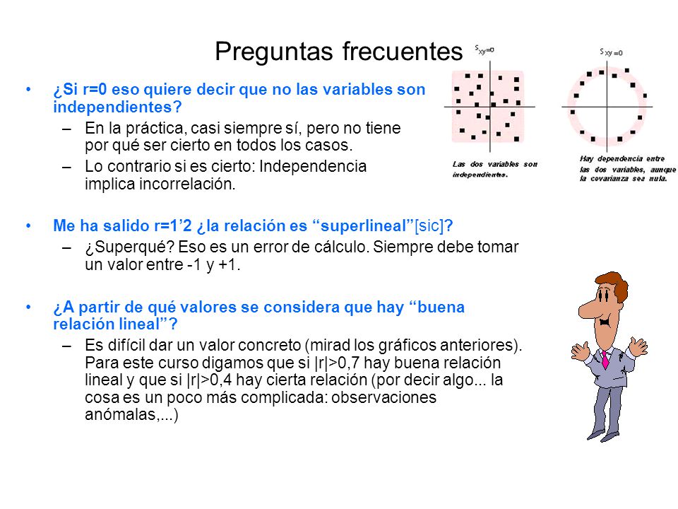 Preguntas frecuentes ¿Si r=0 eso quiere decir que no las variables son independientes