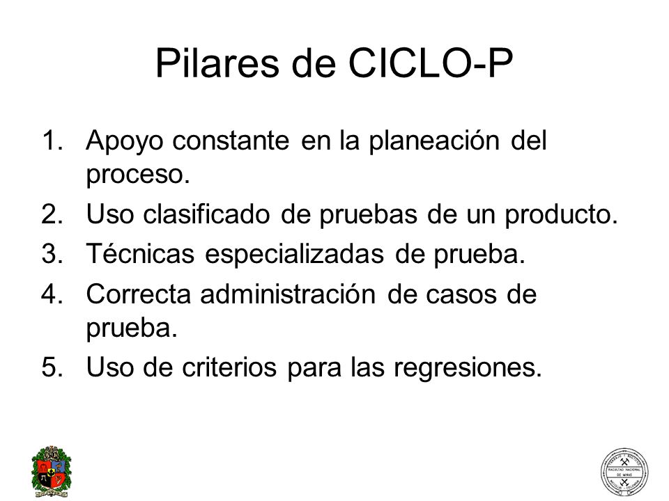 Pilares de CICLO-P Apoyo constante en la planeación del proceso.