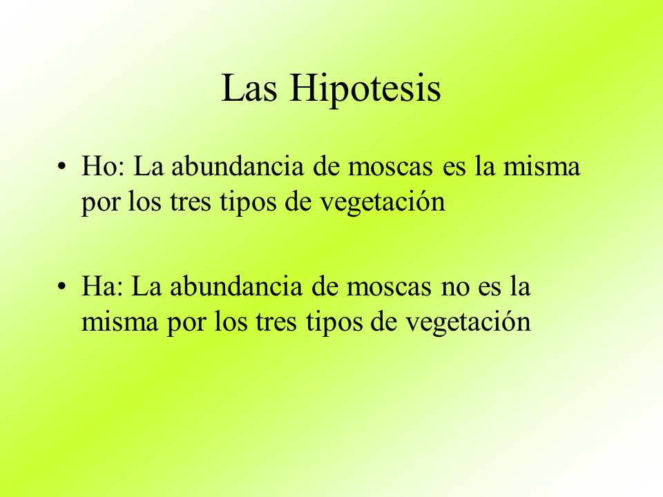 Las Hipotesis Ho: La abundancia de moscas es la misma por los tres tipos de vegetación.