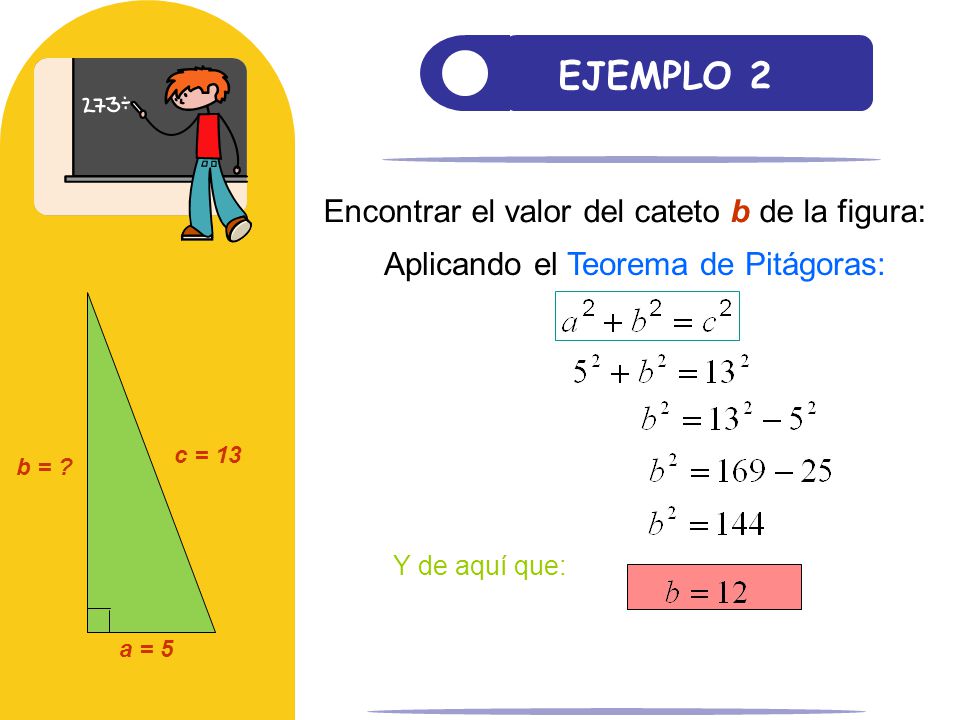 EJEMPLO 2 Encontrar el valor del cateto b de la figura: