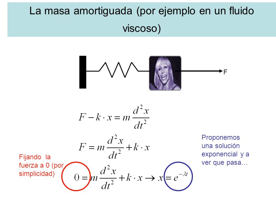 La masa amortiguada (por ejemplo en un fluido viscoso)