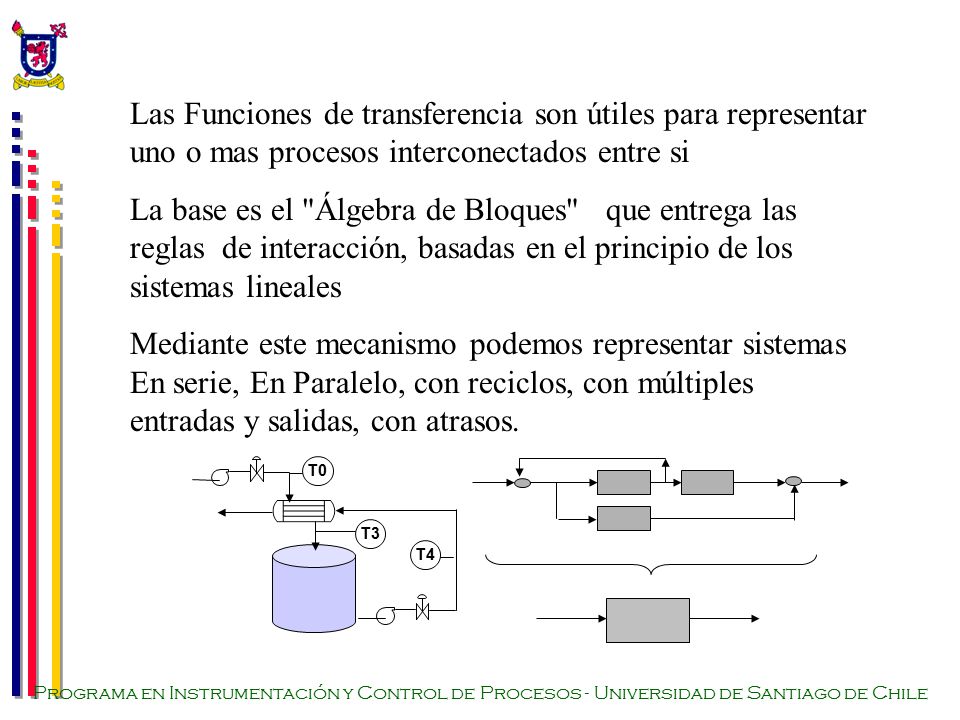 Las Funciones de transferencia son útiles para representar uno o mas procesos interconectados entre si