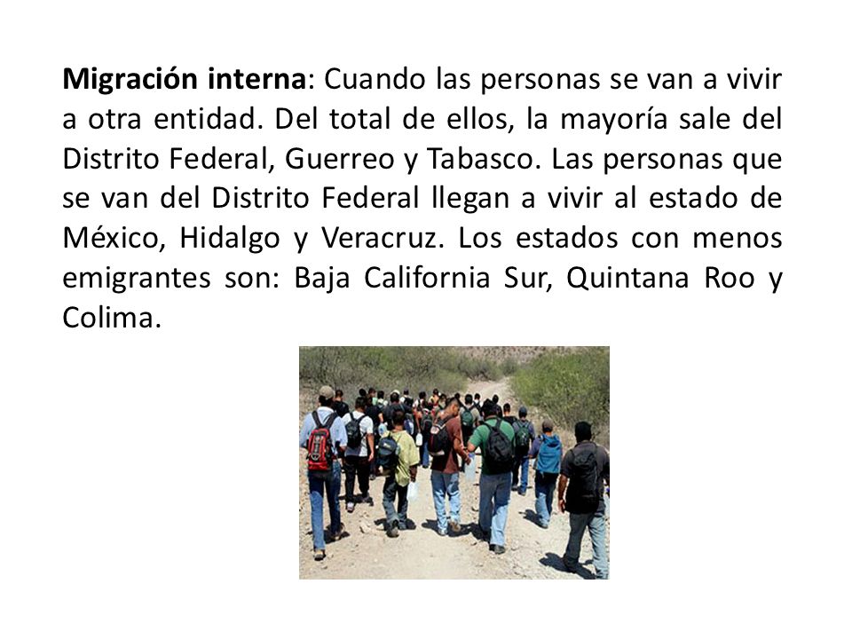 Migración interna: Cuando las personas se van a vivir a otra entidad