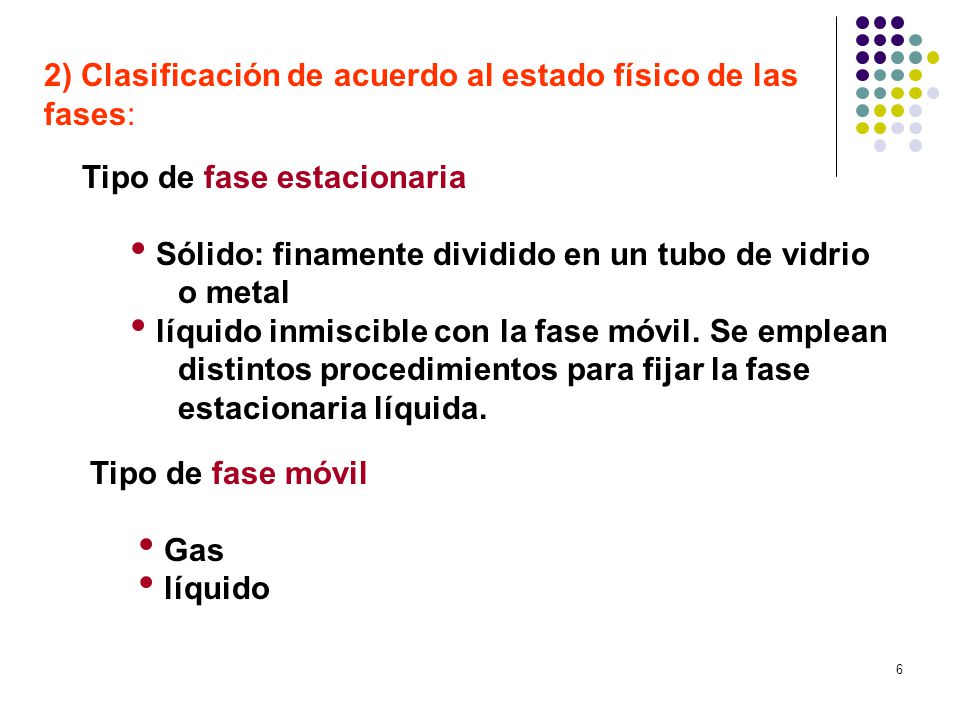 2) Clasificación de acuerdo al estado físico de las fases: