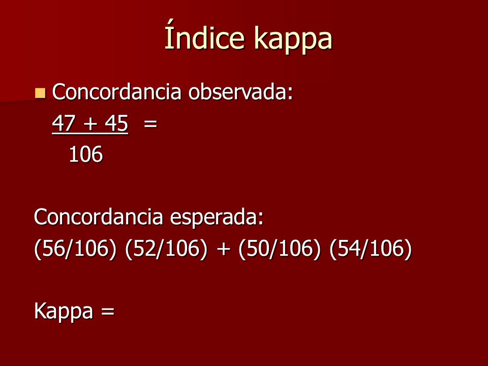 Índice kappa Concordancia observada: = 106