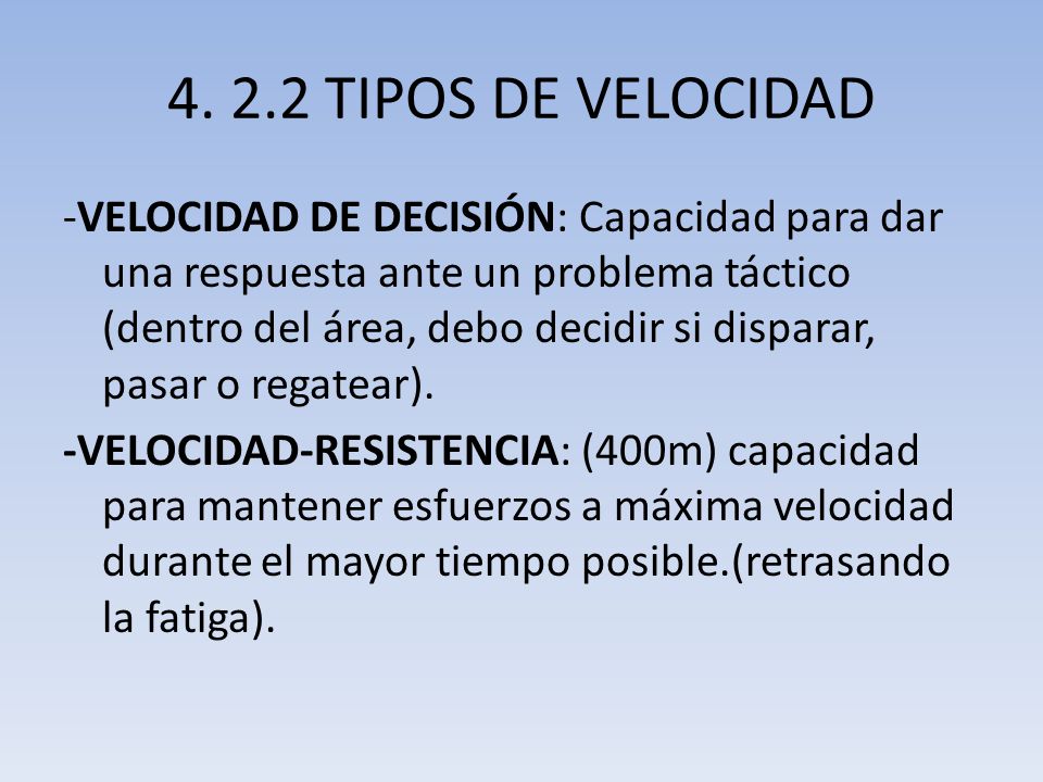 TIPOS DE VELOCIDAD