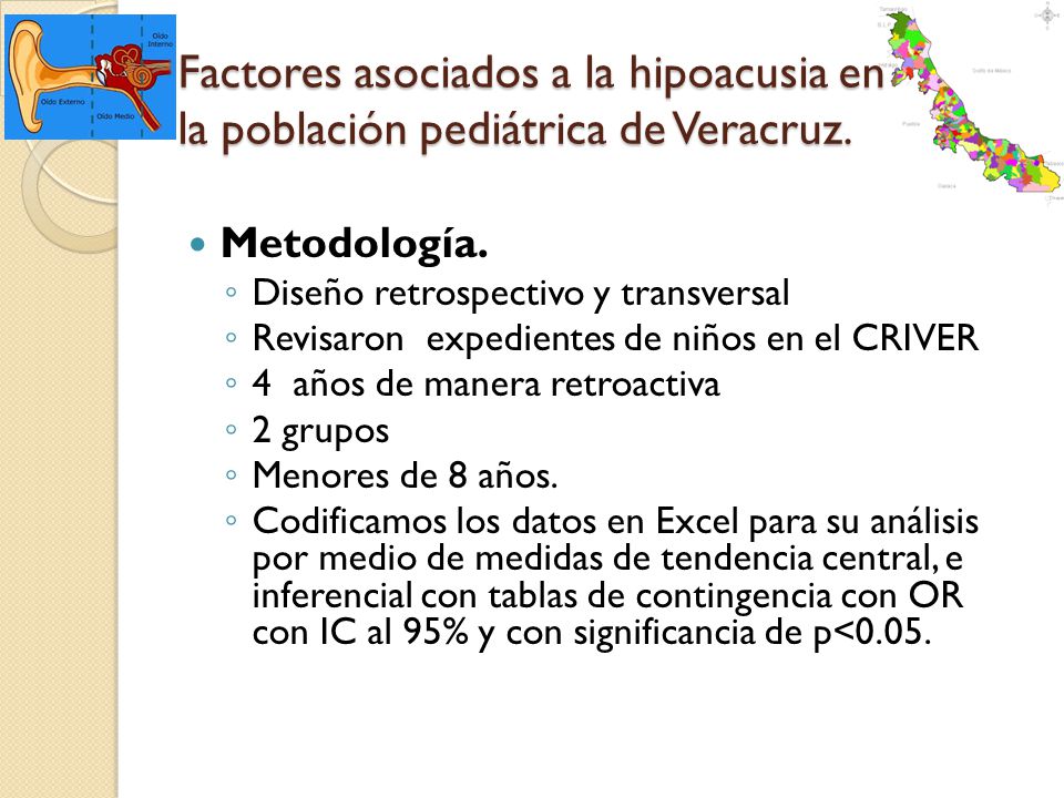 Factores asociados a la hipoacusia en la población pediátrica de Veracruz.
