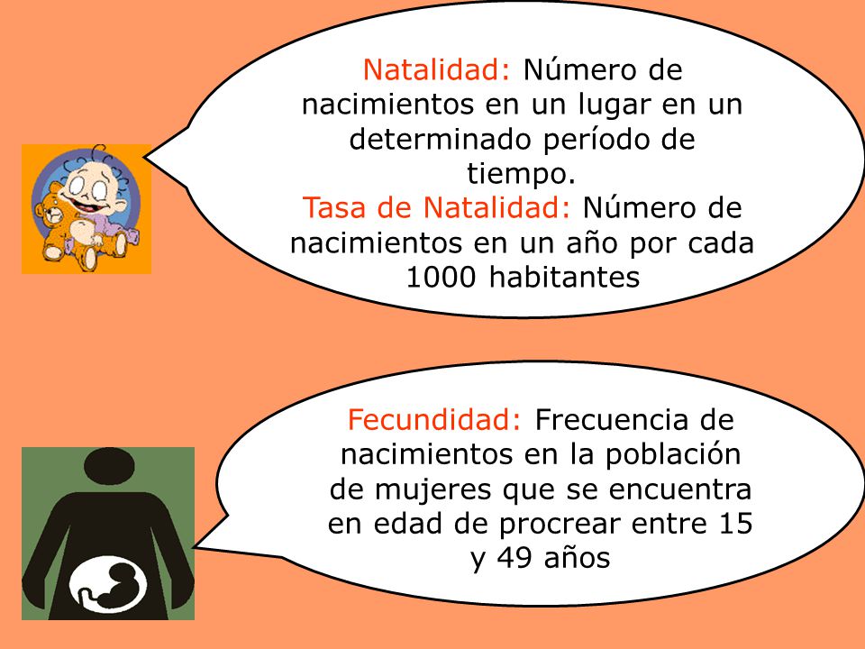 Natalidad: Número de nacimientos en un lugar en un determinado período de tiempo.