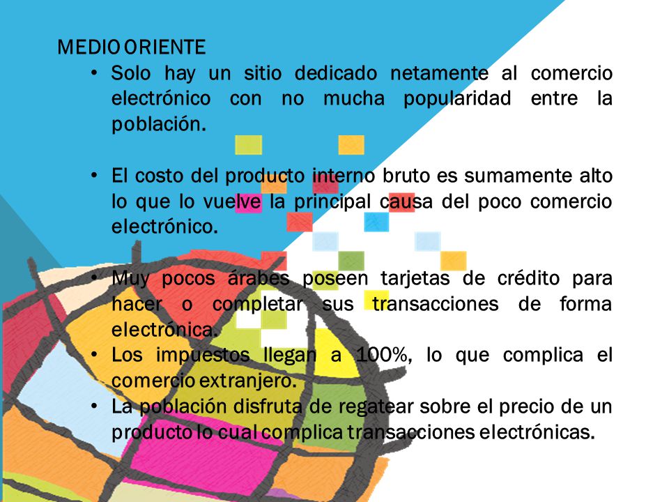 MEDIO ORIENTE Solo hay un sitio dedicado netamente al comercio electrónico con no mucha popularidad entre la población.