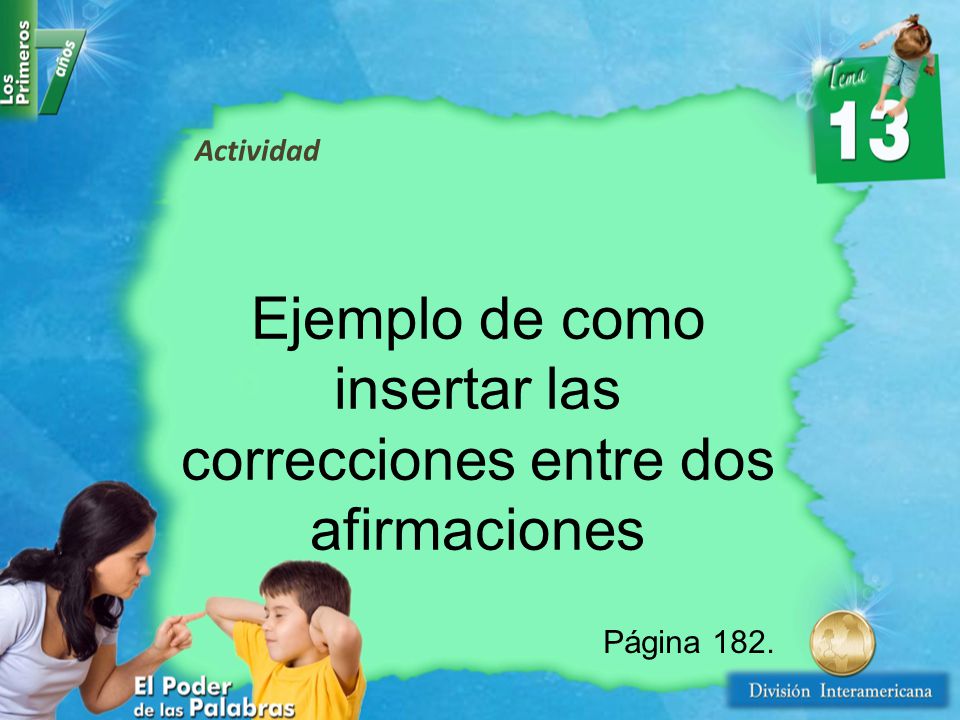 Ejemplo de como insertar las correcciones entre dos afirmaciones