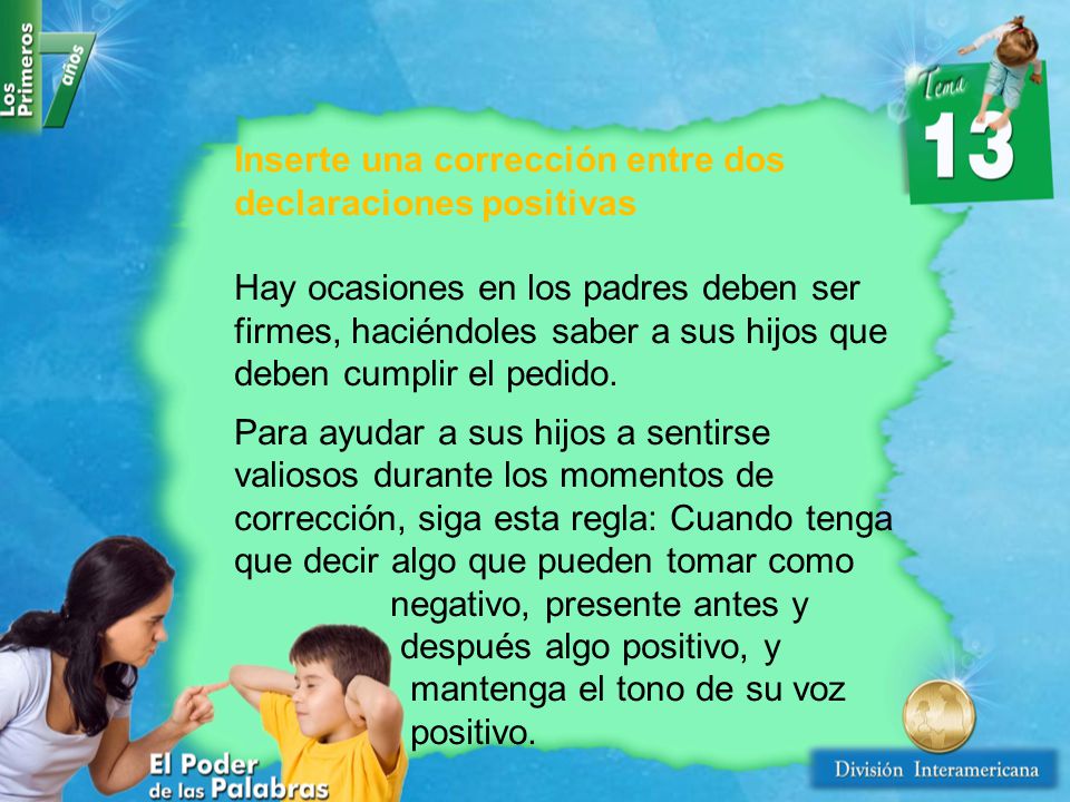 Inserte una corrección entre dos declaraciones positivas