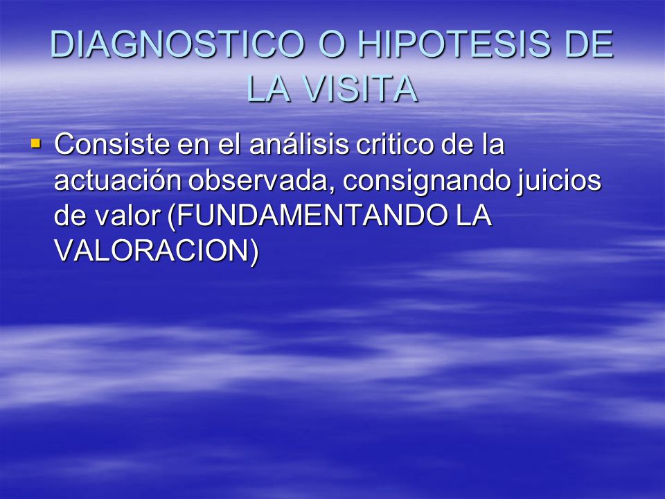 DIAGNOSTICO O HIPOTESIS DE LA VISITA
