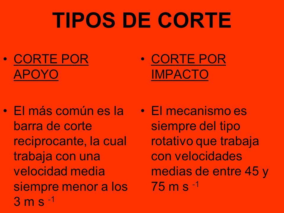 TIPOS DE CORTE CORTE POR APOYO