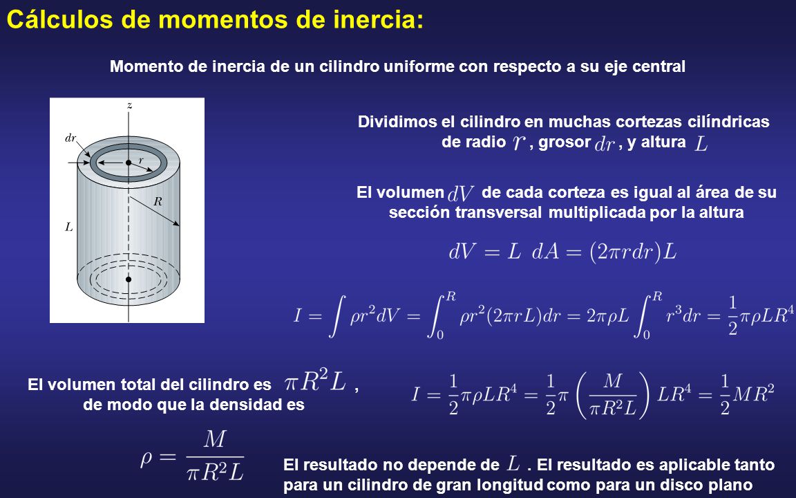 El volumen total del cilindro es , de modo que la densidad es