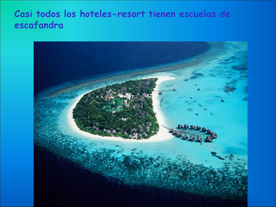 Casi todos los hoteles-resort tienen escuelas de escafandra