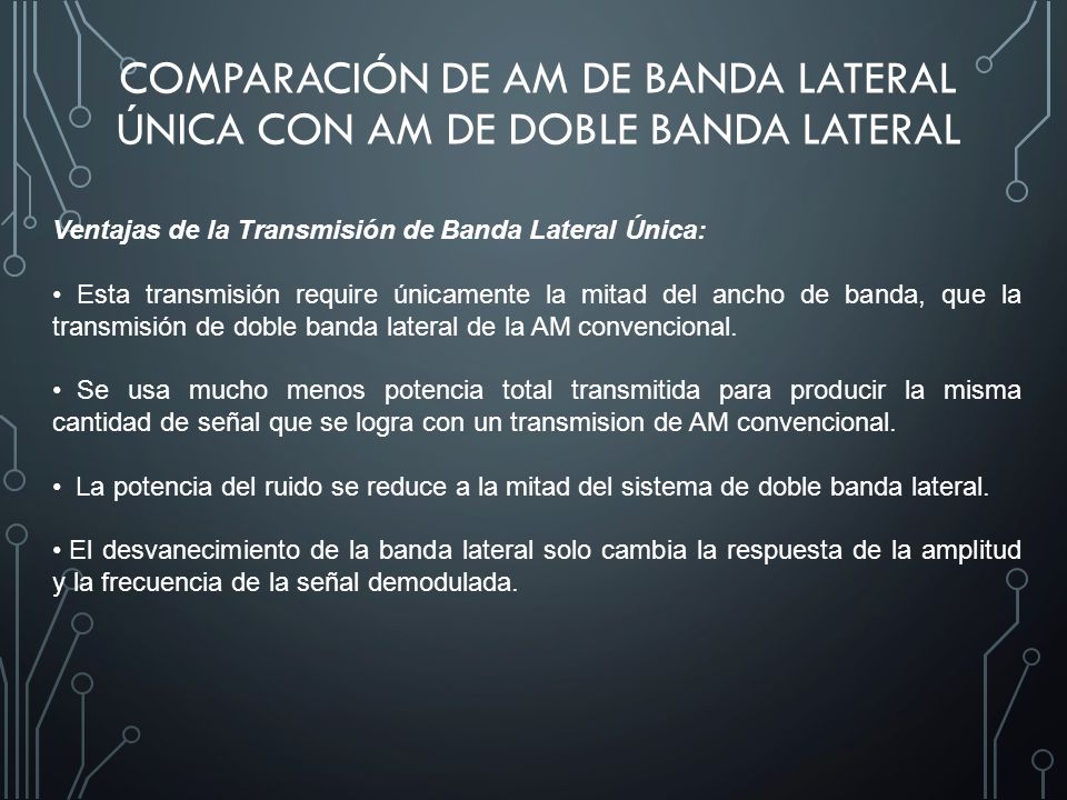 Comparación de AM de banda lateral única con AM de doble banda lateral