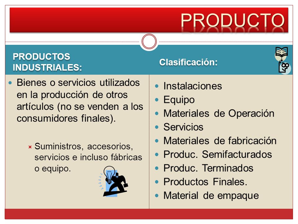 PRODUCTO Instalaciones Equipo Materiales de Operación Servicios