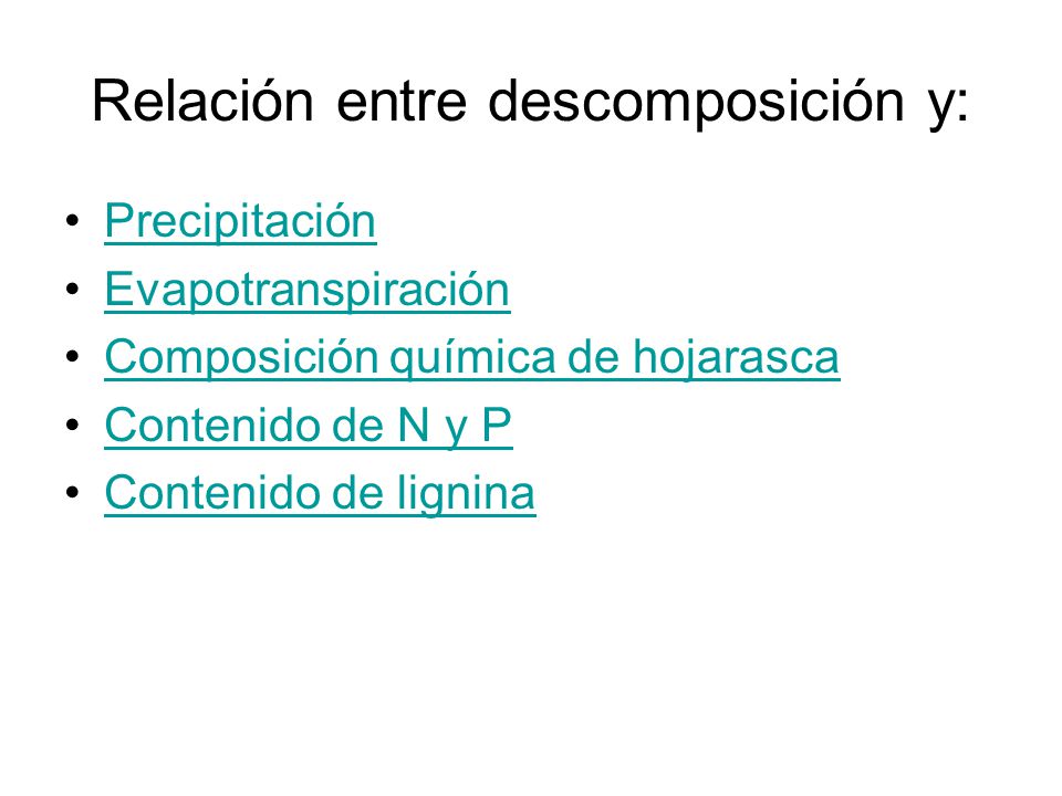 Relación entre descomposición y: