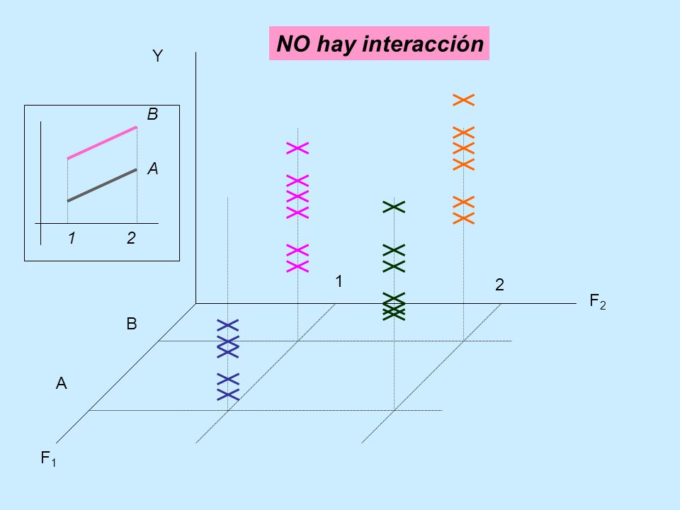 NO hay interacción Y B A F2 B A F1