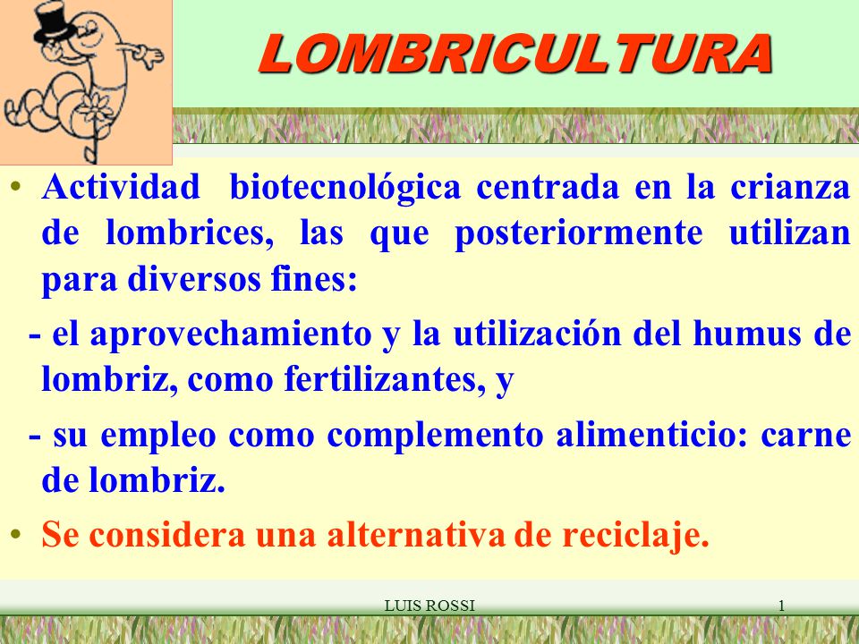 LOMBRICULTURA Actividad biotecnológica centrada en la crianza de lombrices, las que posteriormente utilizan para diversos fines: