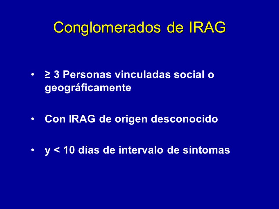 Conglomerados de IRAG ≥ 3 Personas vinculadas social o geográficamente