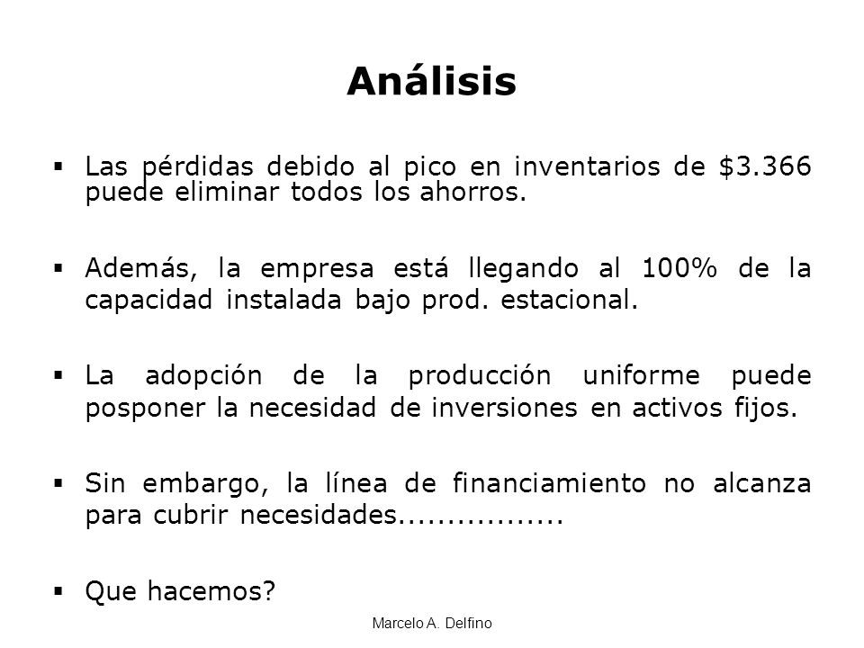 Análisis Las pérdidas debido al pico en inventarios de $3.366 puede eliminar todos los ahorros.
