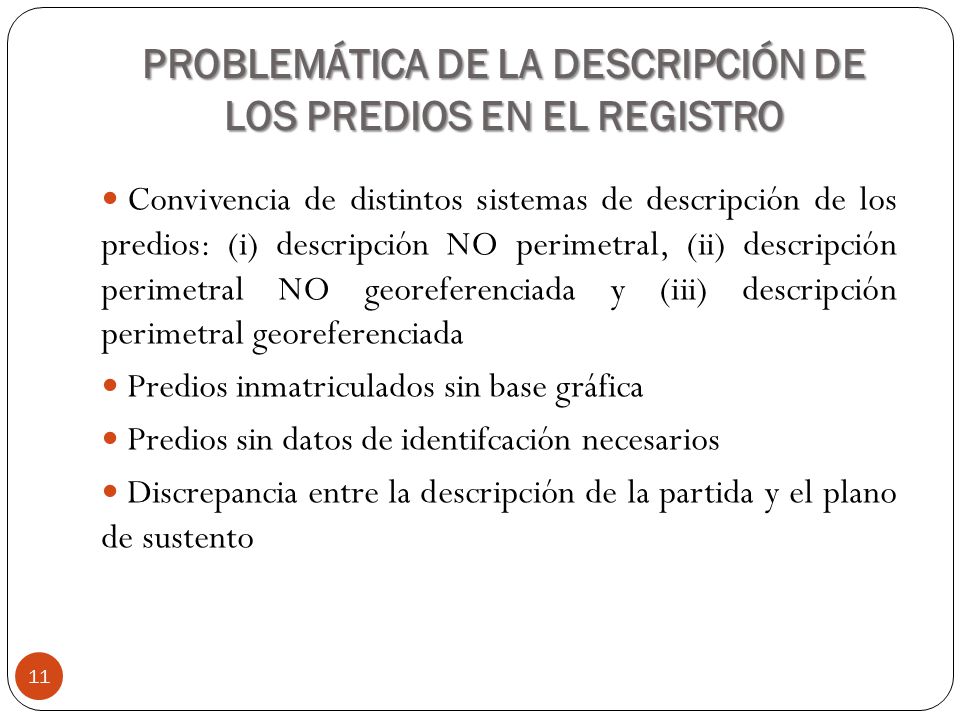 PROBLEMÁTICA DE LA DESCRIPCIÓN DE LOS PREDIOS EN EL REGISTRO