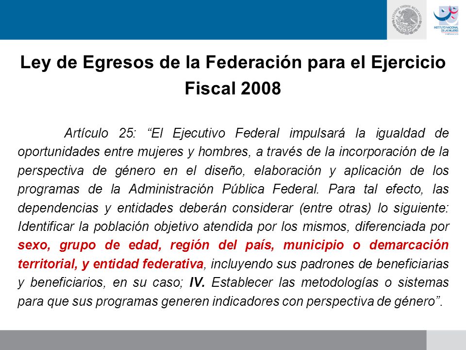 Ley de Egresos de la Federación para el Ejercicio Fiscal 2008